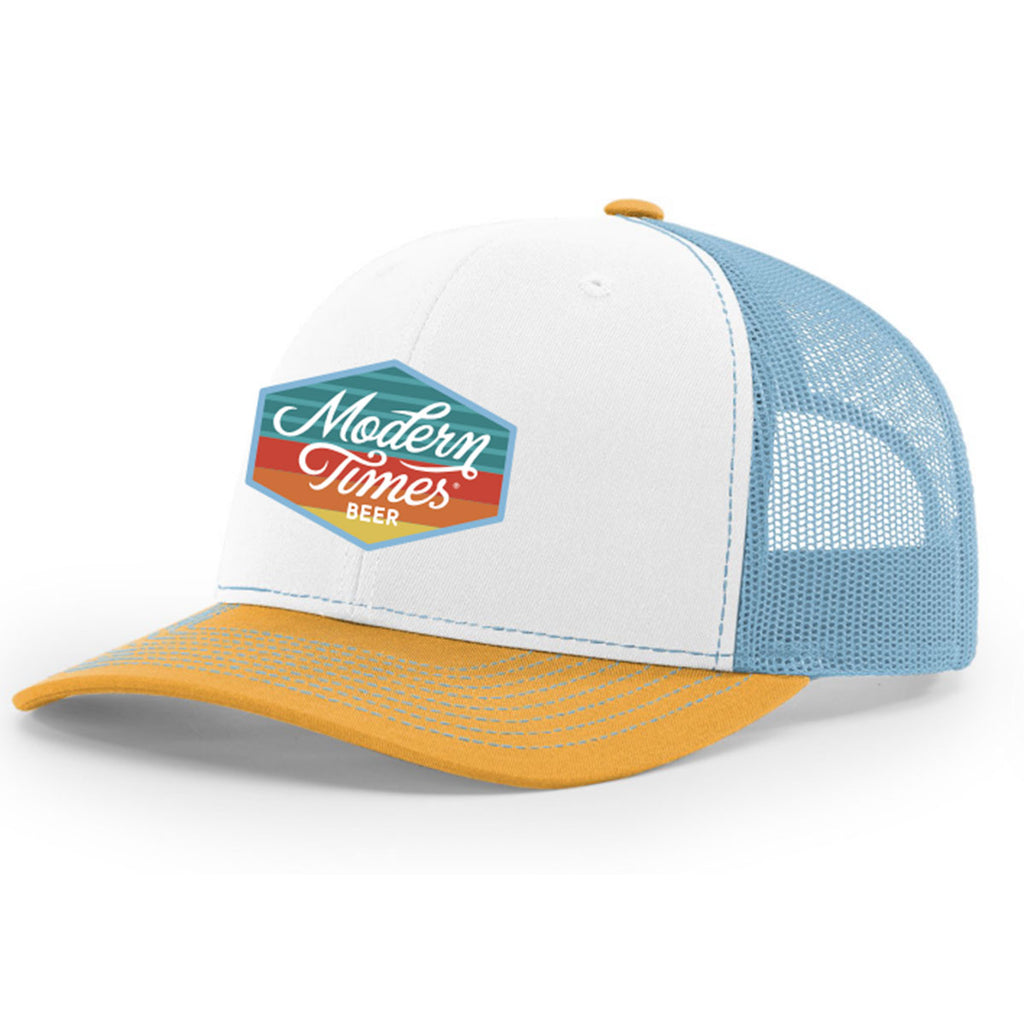 Trucker Hat - White, Yellow, and Sky blue